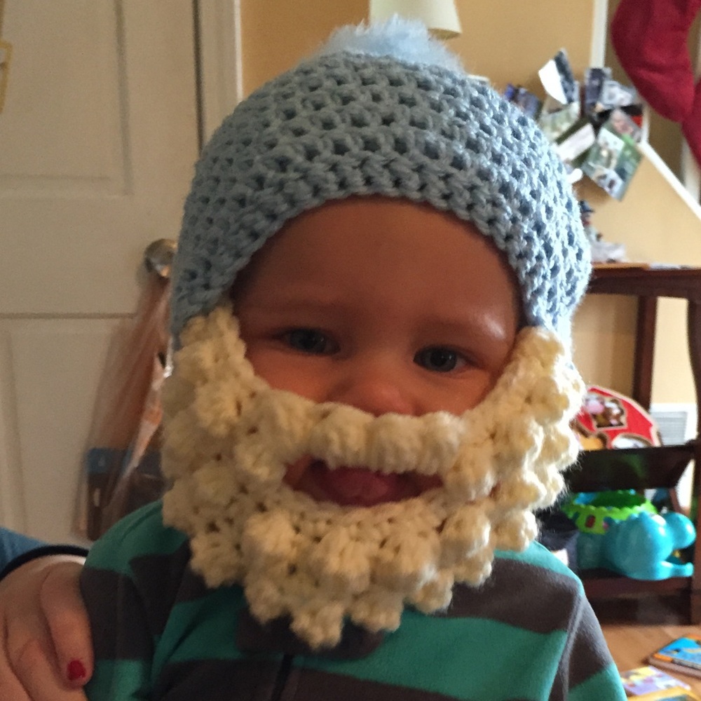 handmade knit hat with beard for baby 12M - Picture 2 of 2